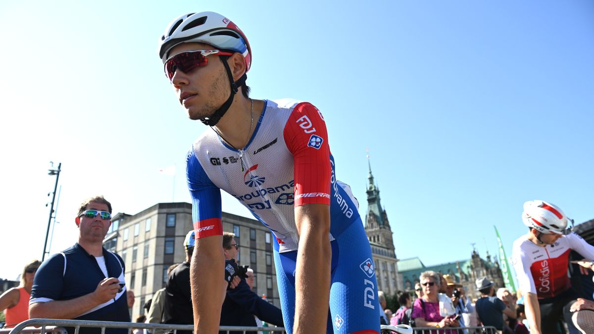 Clement Davy of France competes in last year&#039;s Hamburg Cyclassics cycling race.