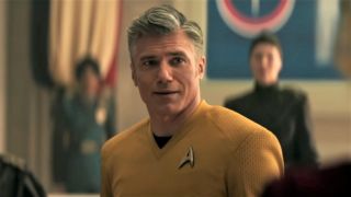 Anson Mount as Christopher Pike on Star Trek: Strange New Worlds.
