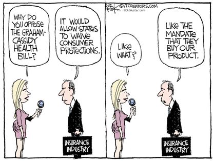 Political cartoon U.S. Graham Cassidy bill insurance industry