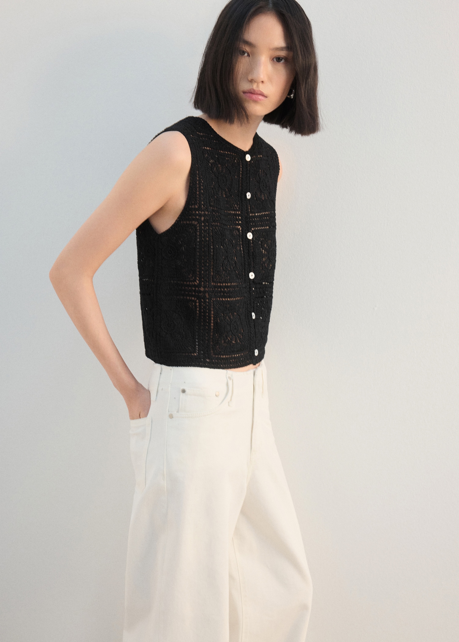 MANGO Crochet Top With Buttons - Women | Mango Usa