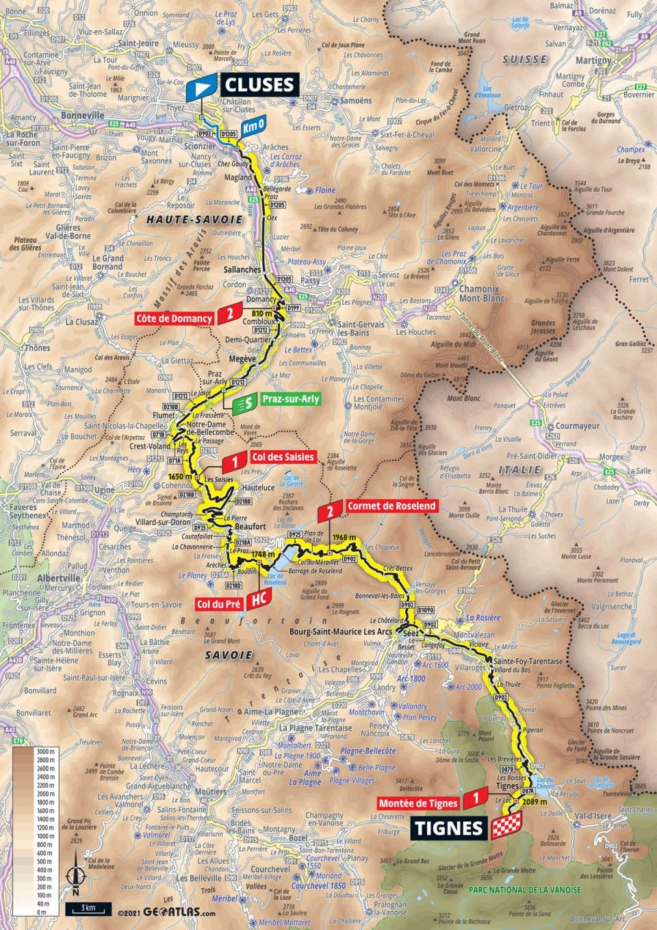 Stage 9 map 2021 Tour de France