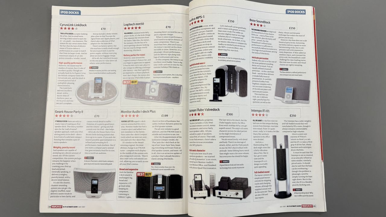 iPod docks in What Hi-Fi? magazine