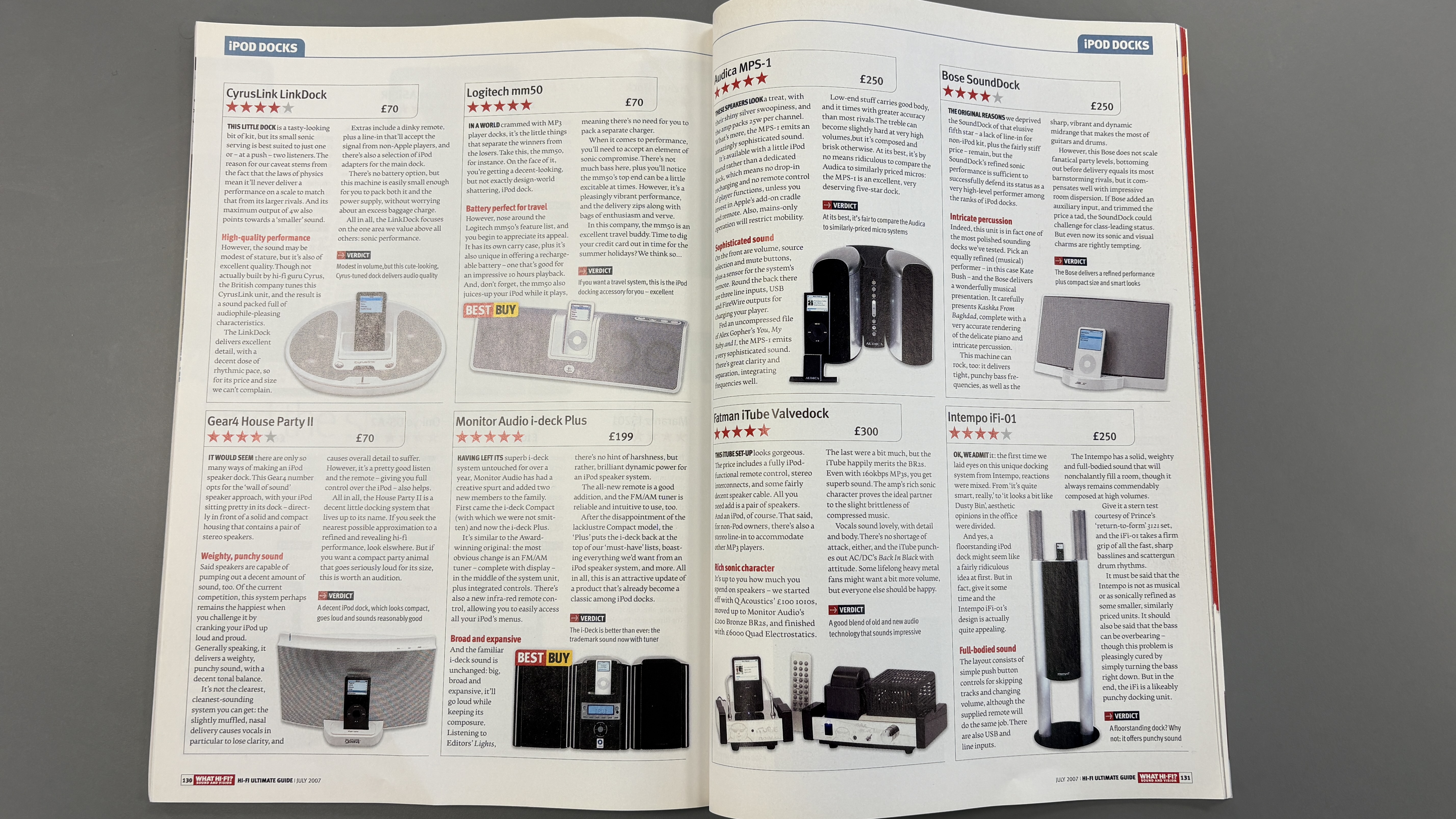 iPod docks in What Hi-Fi? magazine