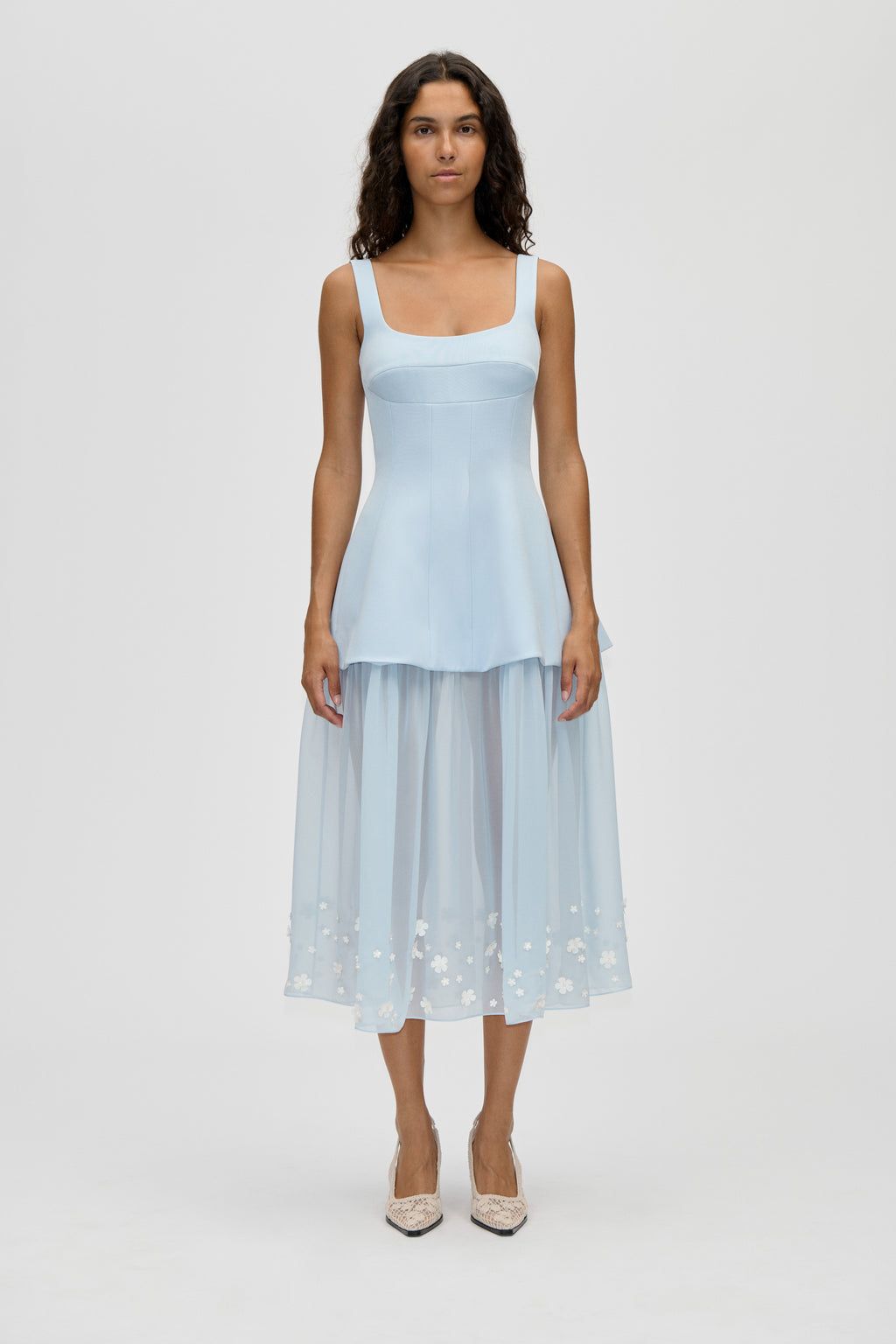 Elevated Bustier Dress - Light Blue Bloom