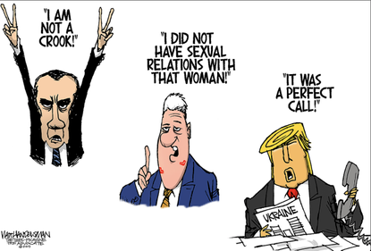 Political Cartoon U.S. Trump Clinton Nixon