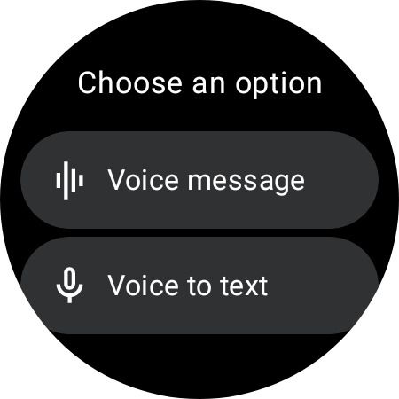 Voice messages or Voice to text on the Google Messages app for Wear OS