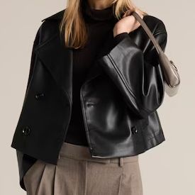 Mango Faux Leather Cropped Jacket