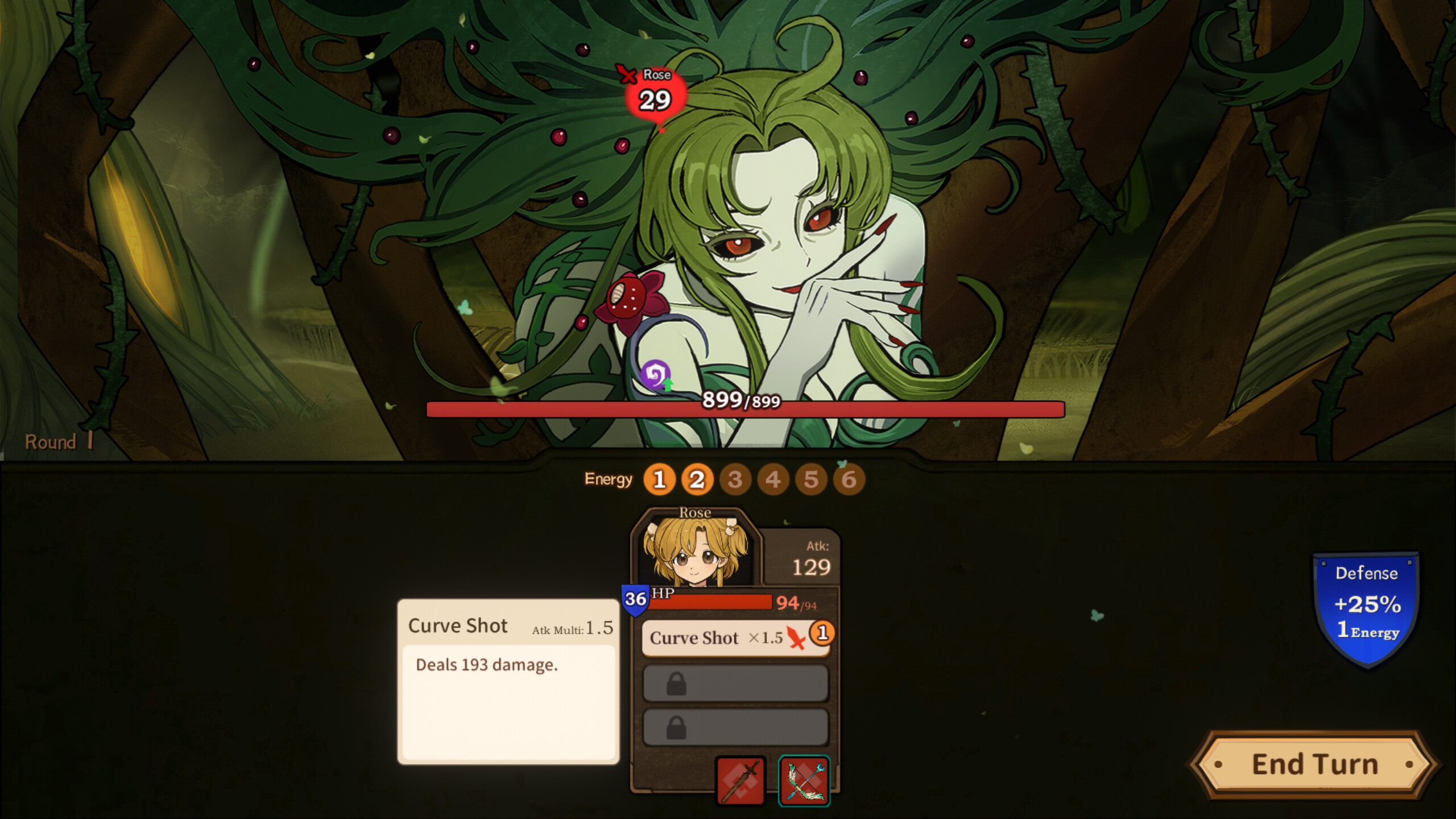 In-game screenshot of a boss fight in Volcano Princess