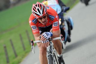 Fabian Cancellara (Saxo Bank) during his 10km solo effort to the finish of Flanders