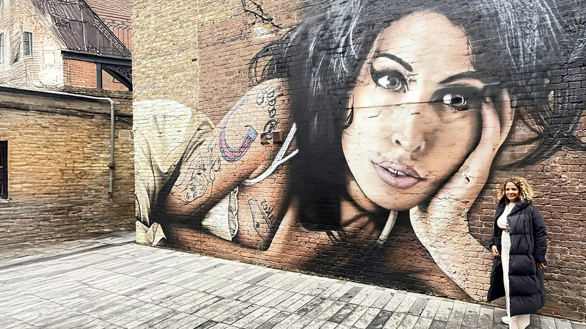 A photo of Amy Winehouse art.