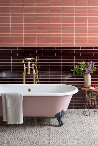 Bathroom with colour block tiles from Original style