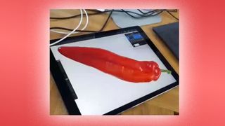 An iPad Apple Pencil hack using a chilli pepper as a stylus