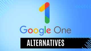 Google One logo on a gradient blue background, with the word 'alternatives' underneath