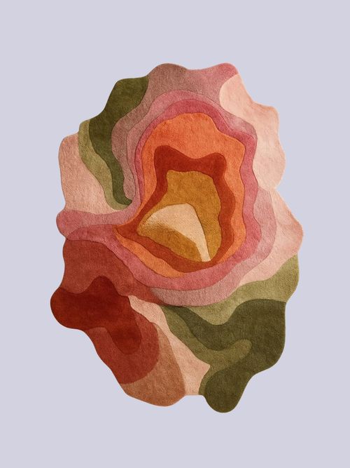 Handmade Abstract Irregular Shape Wool Rug 