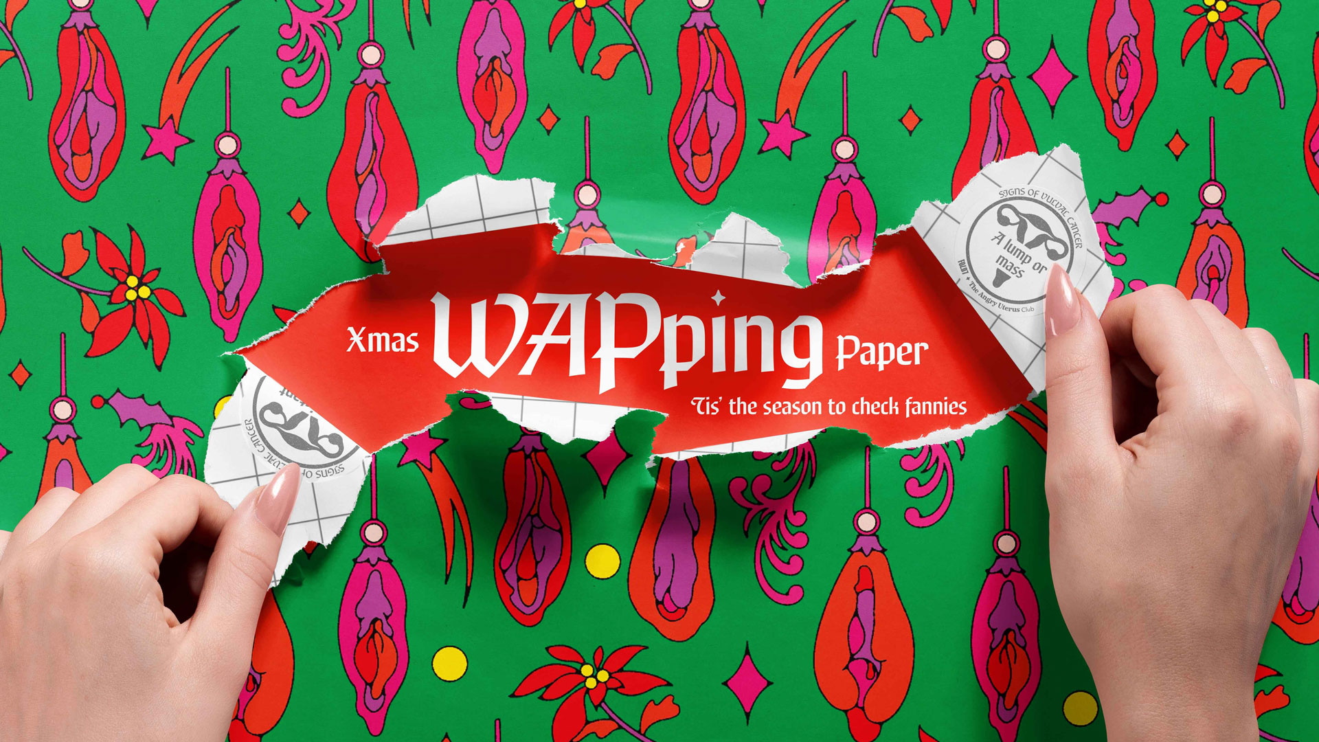 wrapping paper with vulvas on it