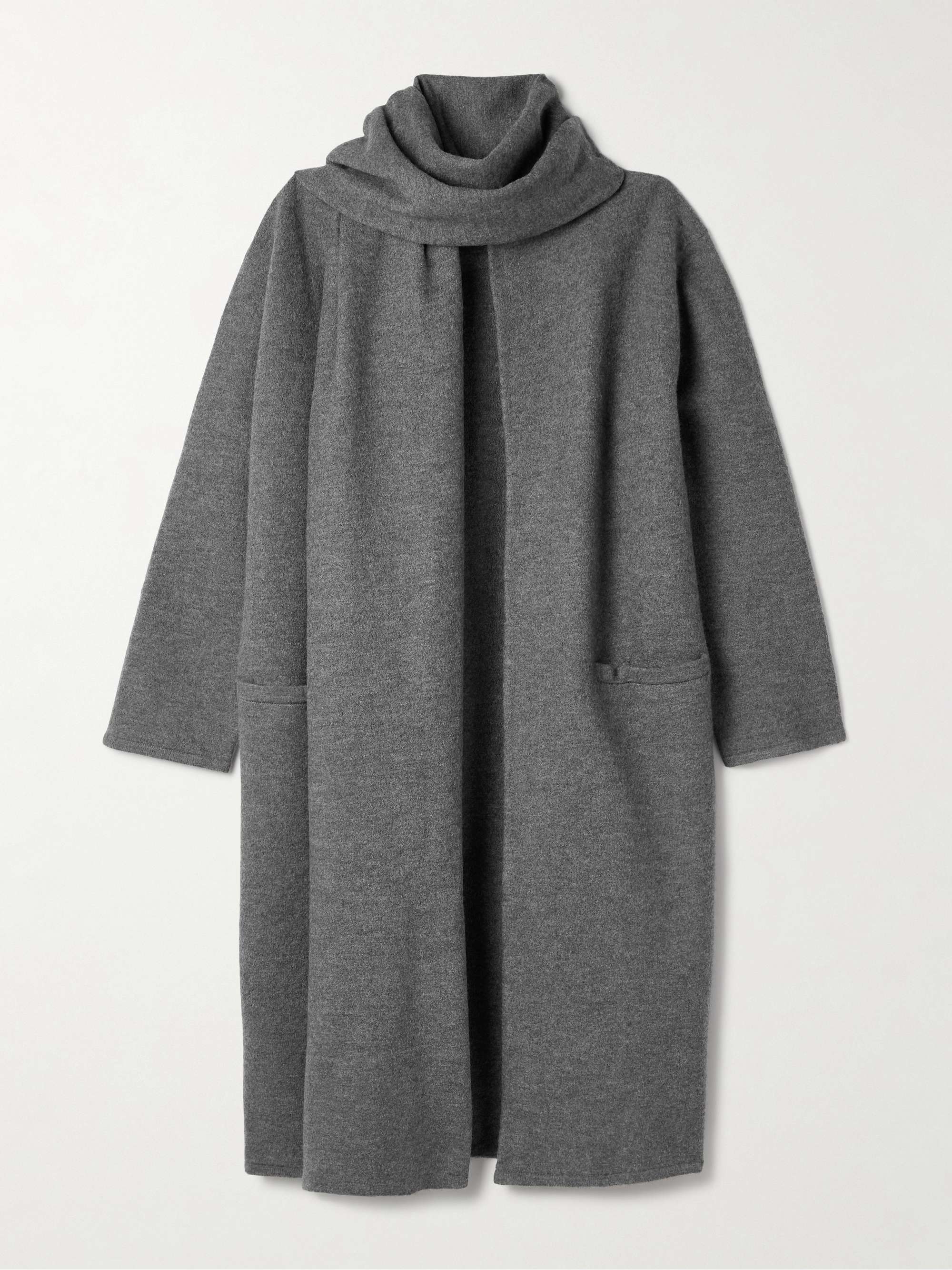 Scarf-Detailed Merino Wool-Felt Coat