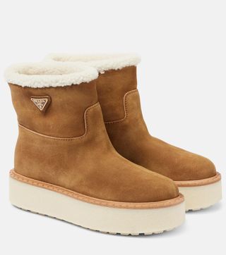 Shearling-Lined Suede Ankle Boots