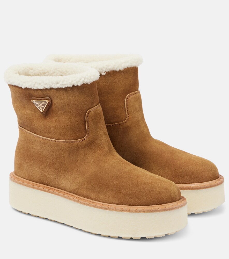 Shearling-Lined Suede Ankle Boots