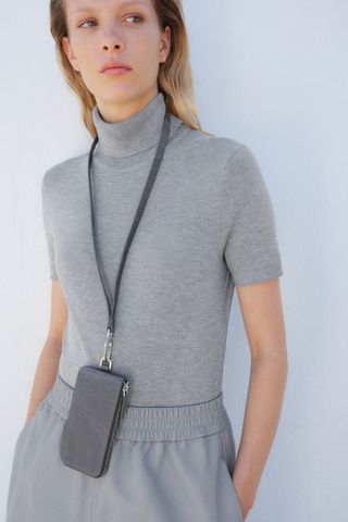 Fine-Knit Turtleneck Top