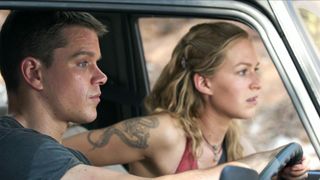 (L to R) Matt Damon as Jason Bourne and Franka Potente as Marie Kreutz, in a car in The Bourne Supremacy