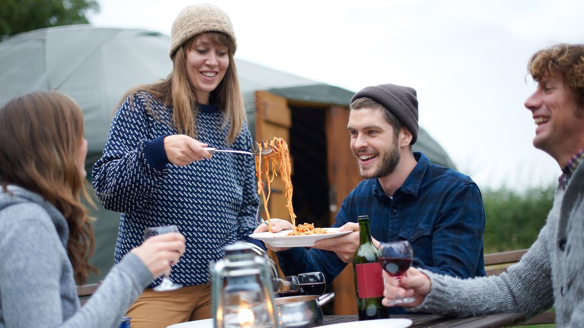 Glampers enjoying a meal