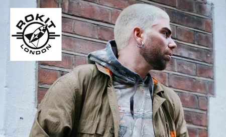 rokit logo top left with a picture of a man posing