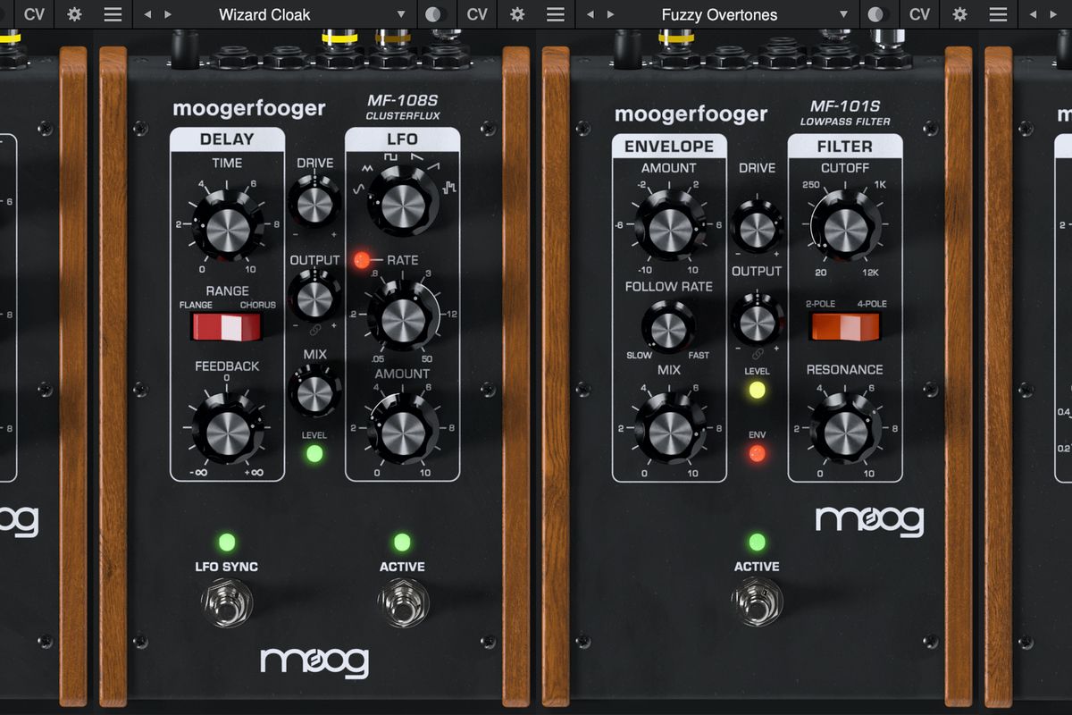 Two of Moog's Moogerfooger plugins, run side-by-side