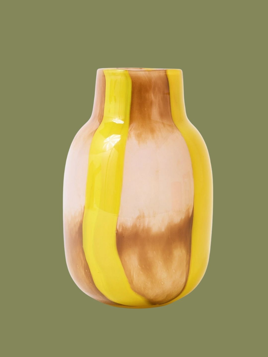Oliver Bonas, Llenya Yellow Striped Glass Vase
