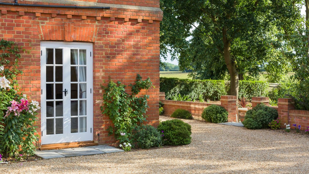 gravel outside a house