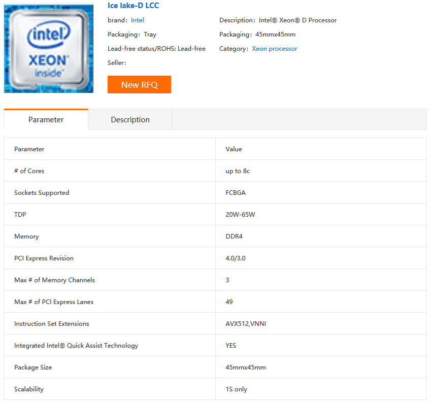 Ice Lake-D Specs