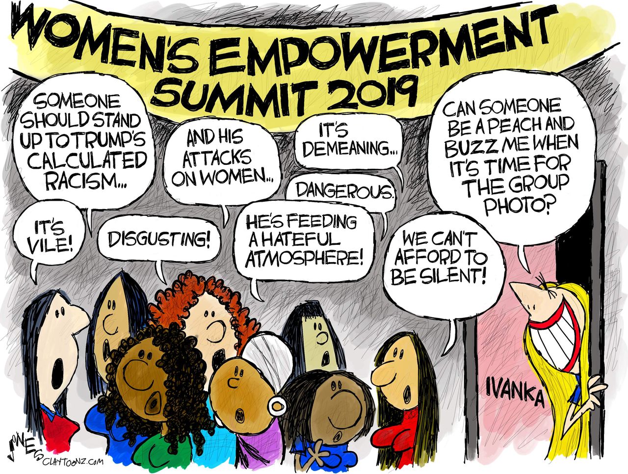 Political Cartoon Women&amp;#039;s Empowerment Summit Racism Trump Ivanka