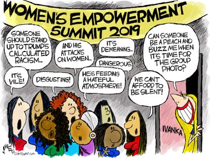 Political Cartoon Women's Empowerment Summit Racism Trump Ivanka
