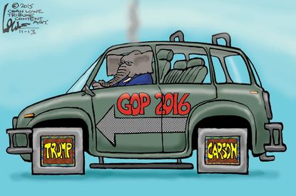 Political cartoon U.S. Trump Carson 2016