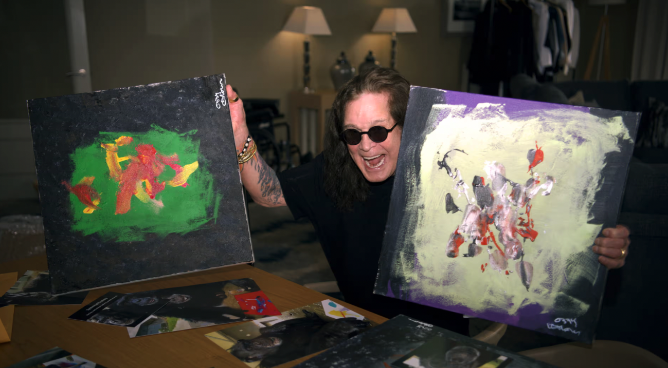 Ozzy Osbourne with paintings