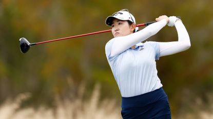 Rose Zhang of the United States plays his shot from the third tee during the second round of the Grant Thornton Invitational at Tiburon Golf Club on December 09, 2023