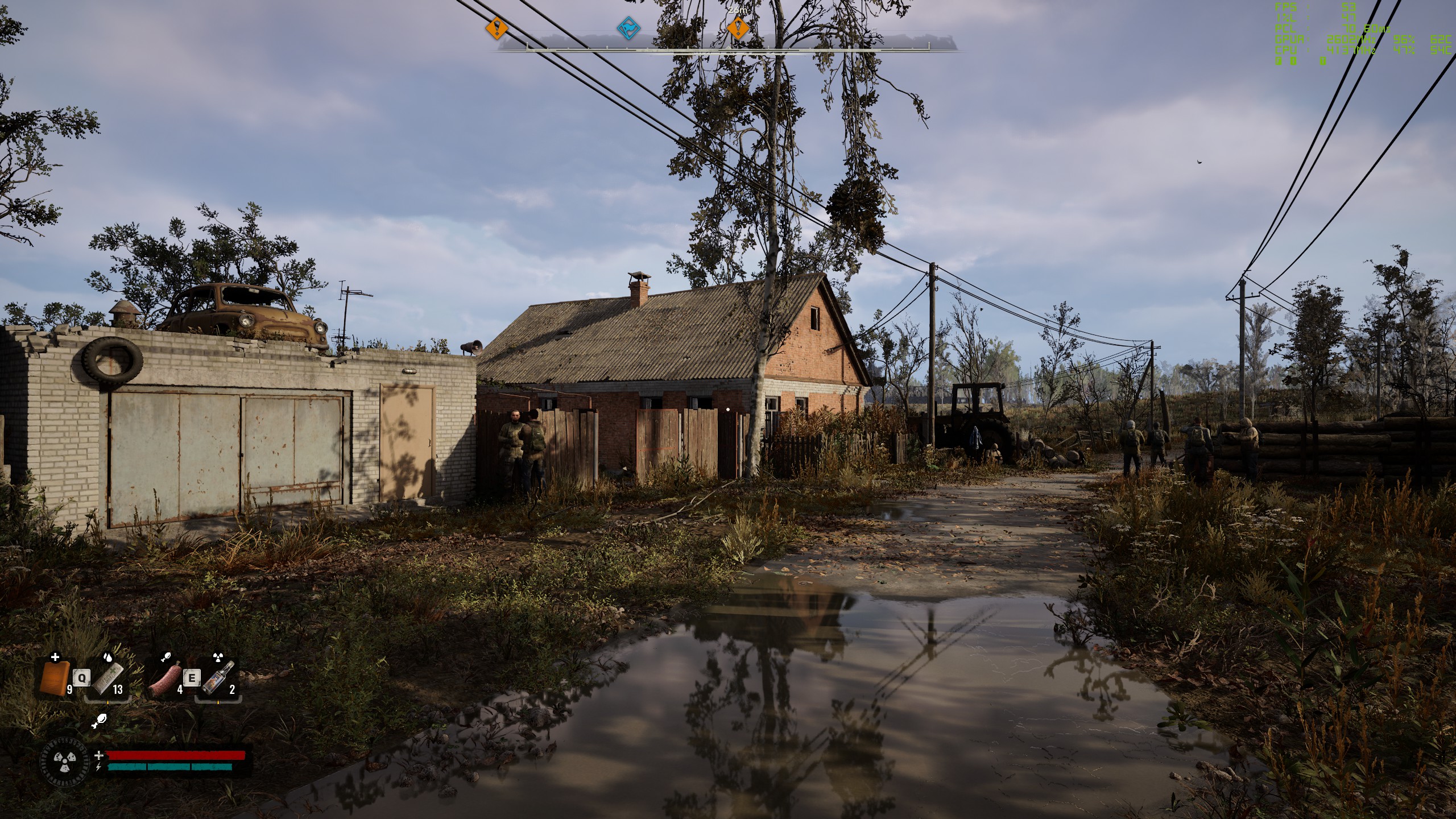 A screenshot of Stalker 2: Heart of Chornobyl, showing the impact of reflections settings