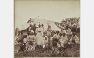 black and white imagery of a group of people