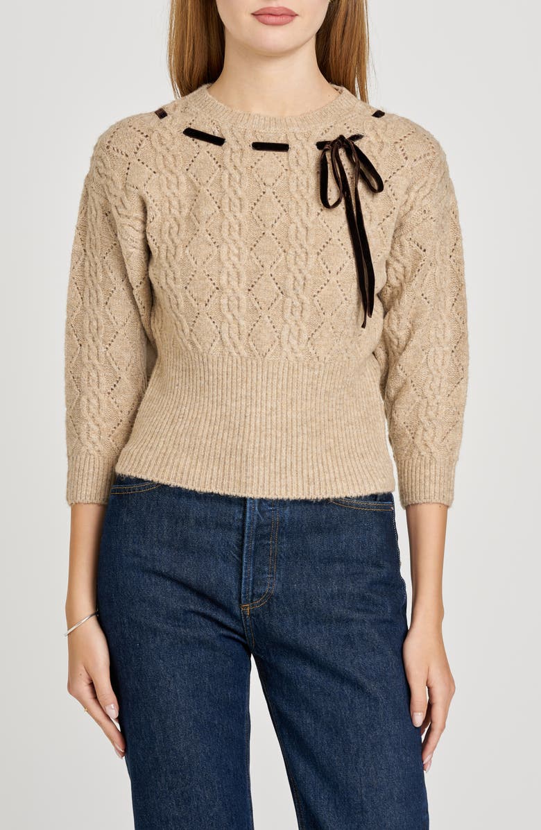 X Sara Walker Miranda Velvet Pointelle Sweater