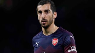 WOLVERHAMPTON, ENGLAND - APRIL 24: Henrikh Mkhitaryan of Arsenal looks on during the Premier League match between Wolverhampton Wanderers and Arsenal FC at Molineux on April 24, 2019 in Wolverhampton, United Kingdom. (Photo by Malcolm Couzens/Getty Images)