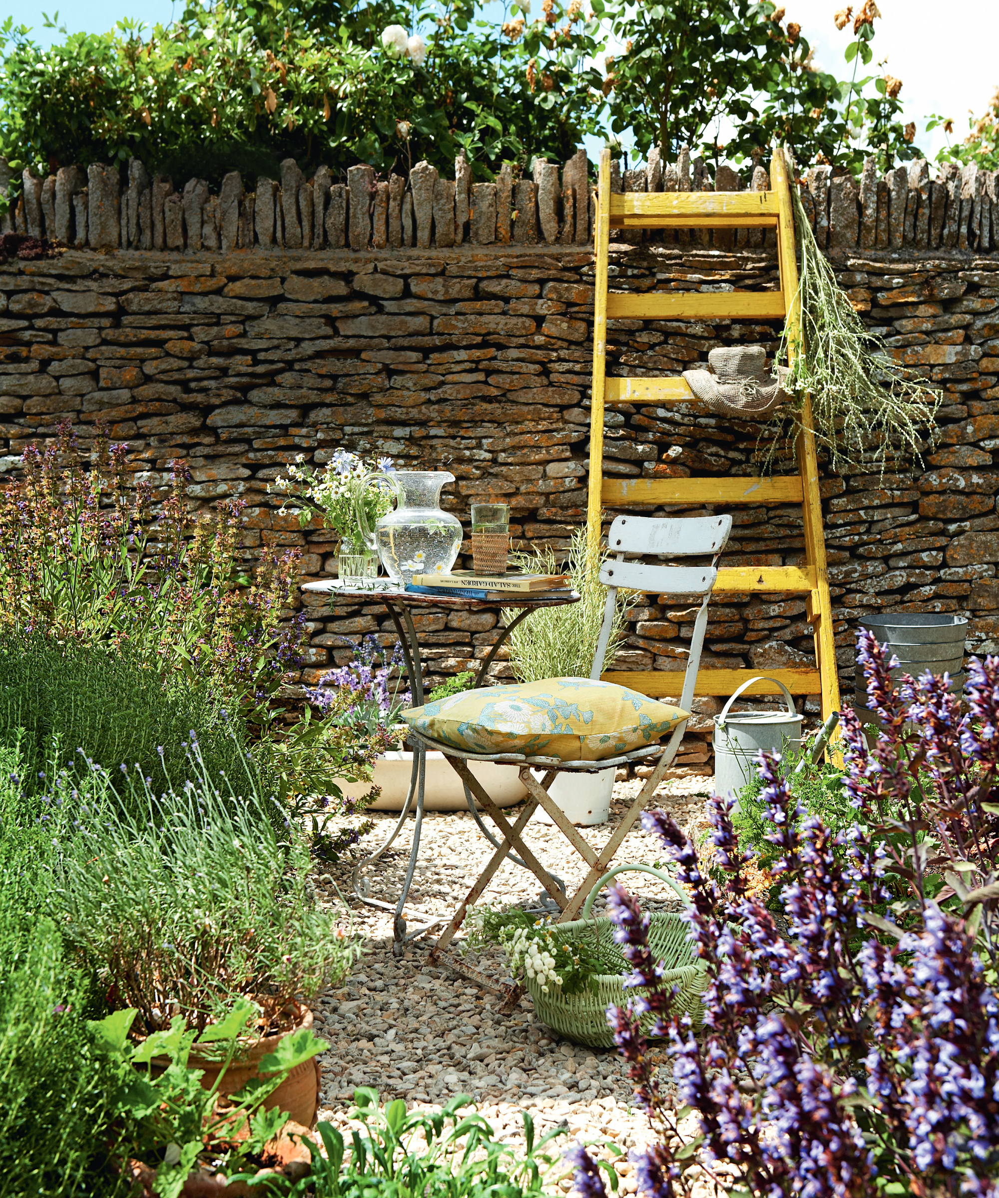 garden with chair and table