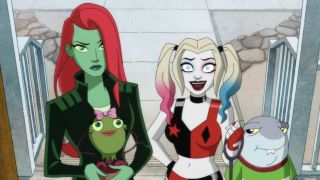 Poison Ivy and Harley at Bane's door in Harley Quinn Season 5
