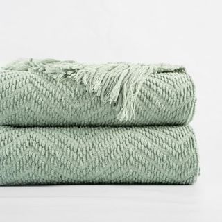Battilo Sage Green Throw Blanket,mint Green Knit Throw Blanket,herringbone Throws,housewarming Gifts, 50