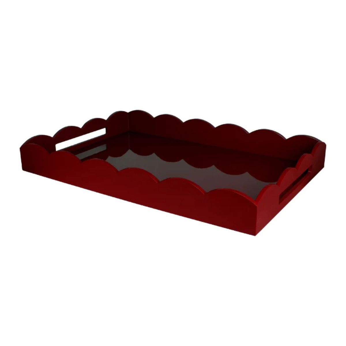 A scollped red tray