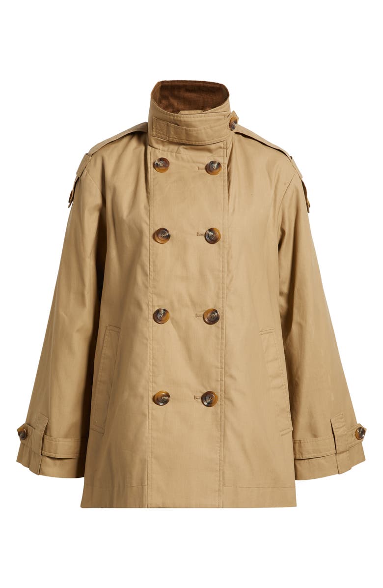 Courduroy Stand Collar Cotton Trench Coat