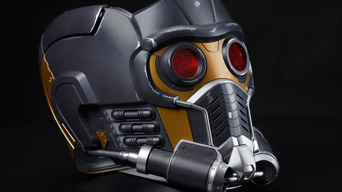 Marvel Legends Series Star-Lord&#039;s Helmet on a black background