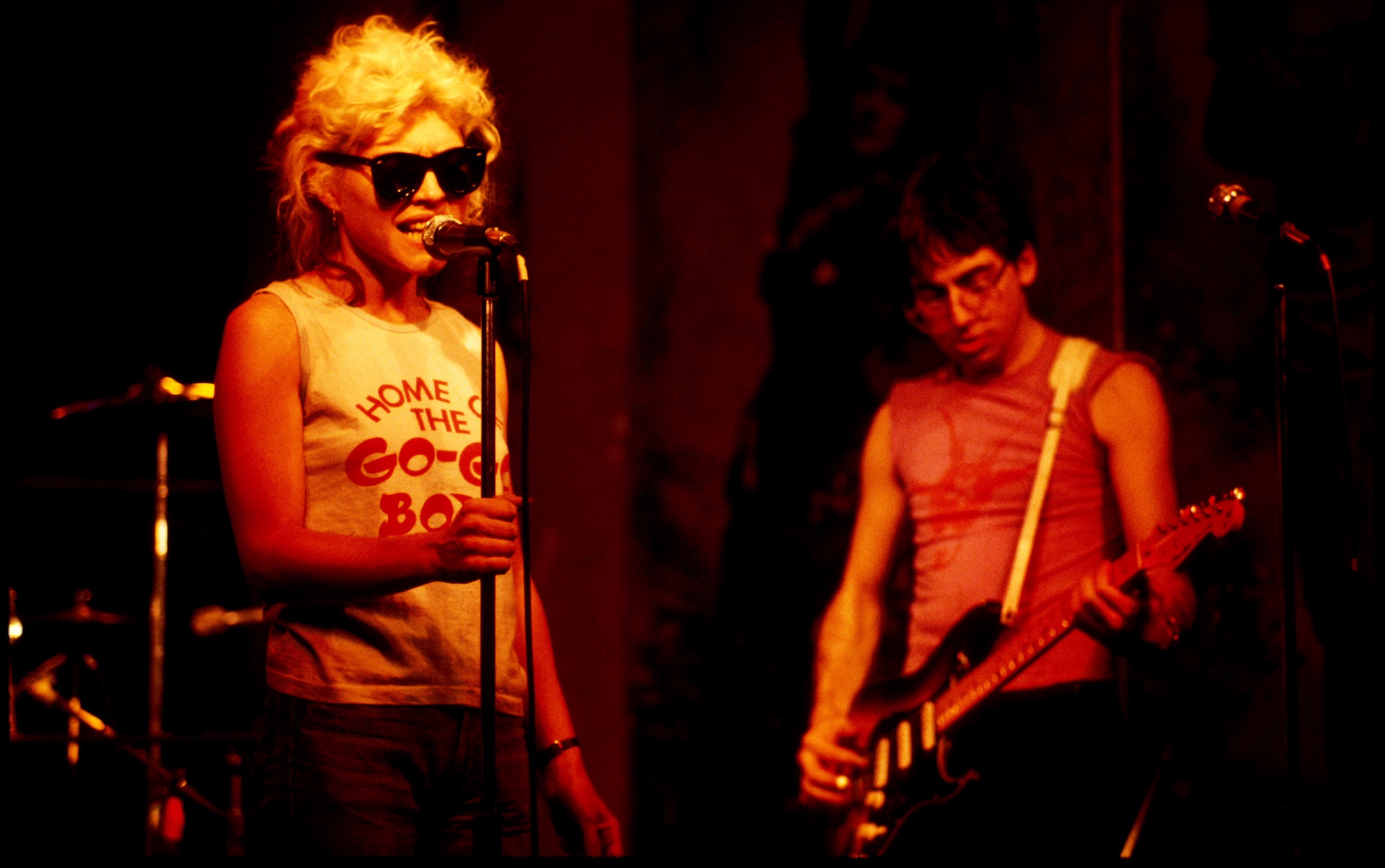 Debbie Harry (left) and Chris Stein of Blondie perform onstage during leaner days at CBGB's in New York City