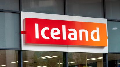An Iceland Foods store logo in Bromley, London.