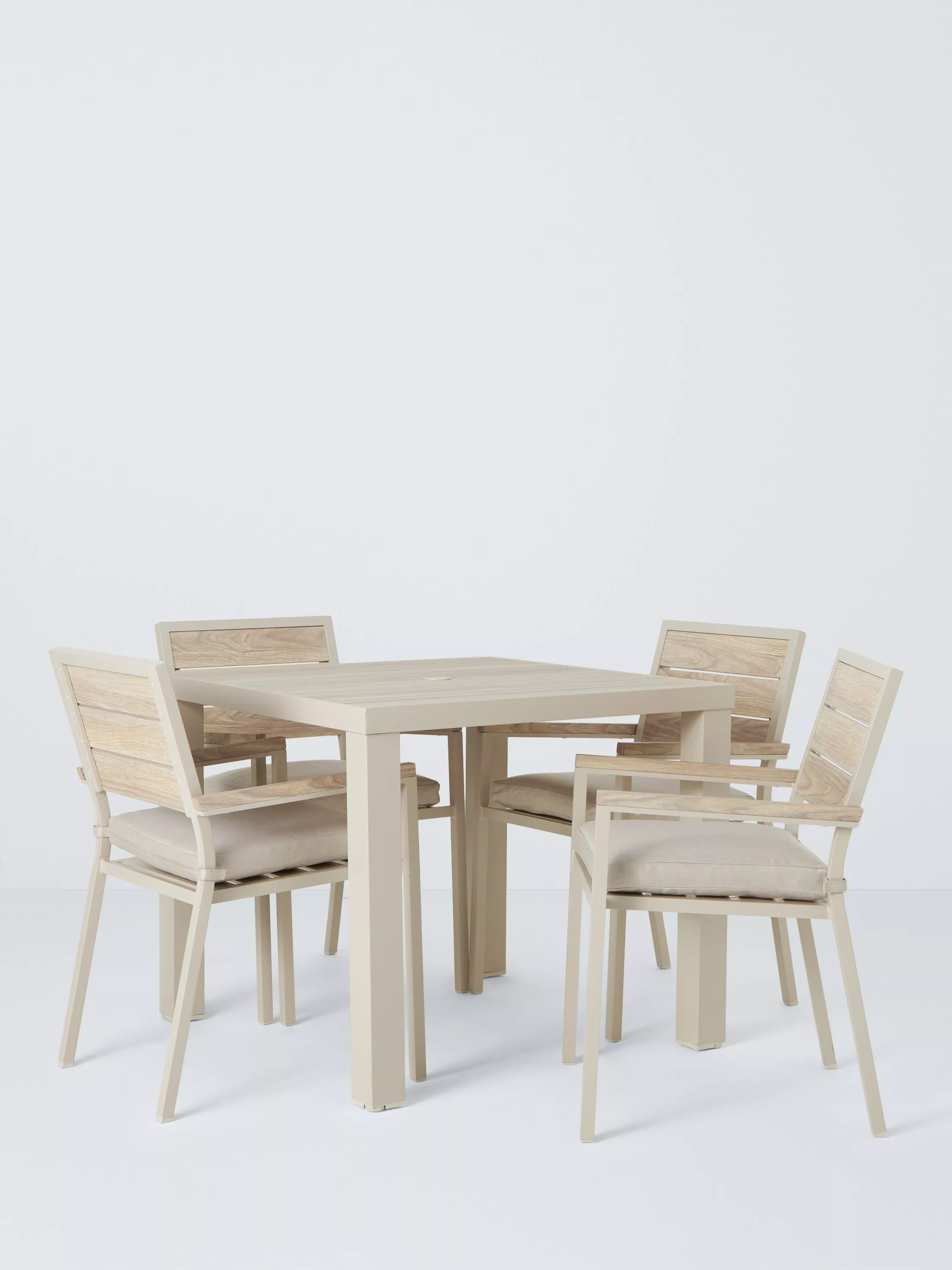 John Lewis Platform 4-Seater Wood-Effect Garden Dining Table & Chairs Set, Black