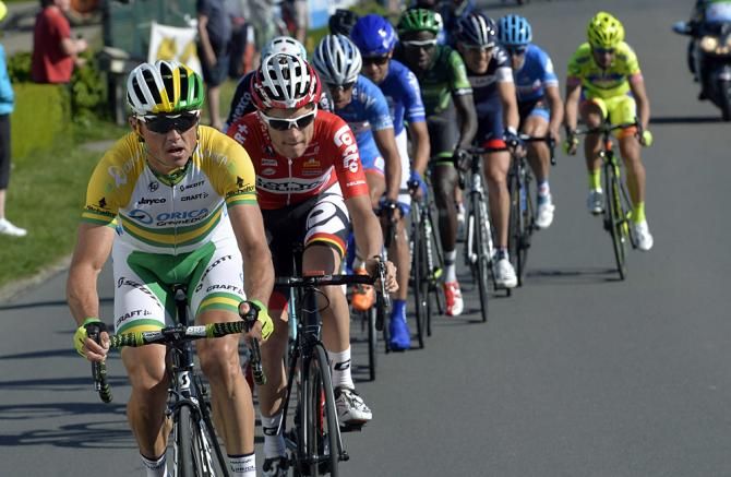 Orica-GreenEdge's Simon Gerrans leads a late-race breakaway