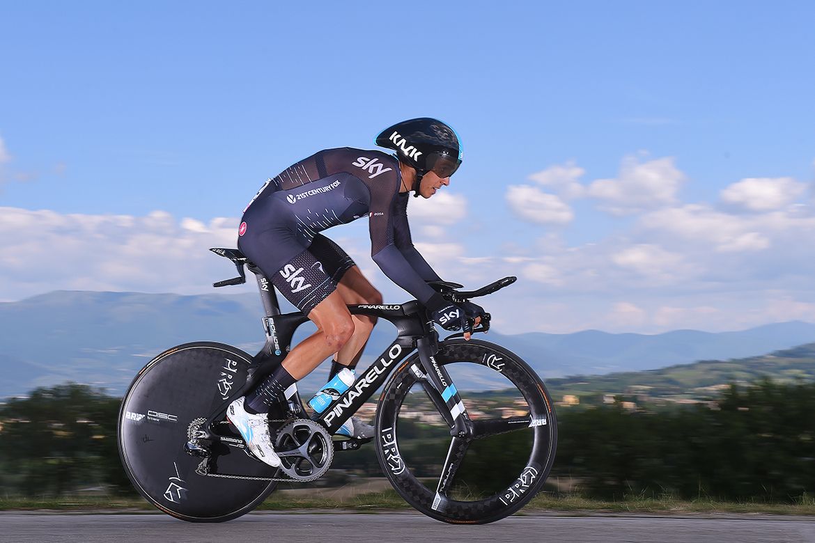 Diego Rosa riding the Giro d'Italia's stage 10 time trial